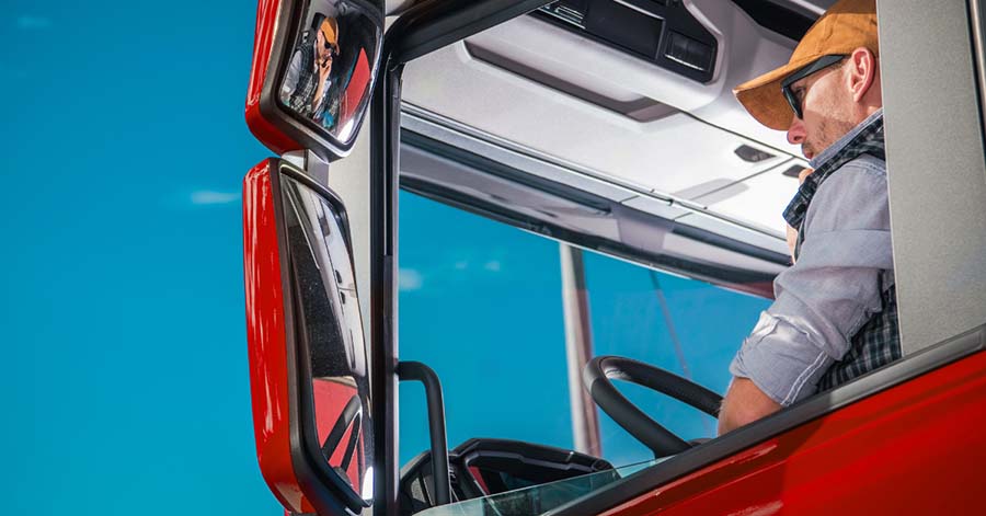 Driver Rearview Mirror Red Truck Optimus Fleet